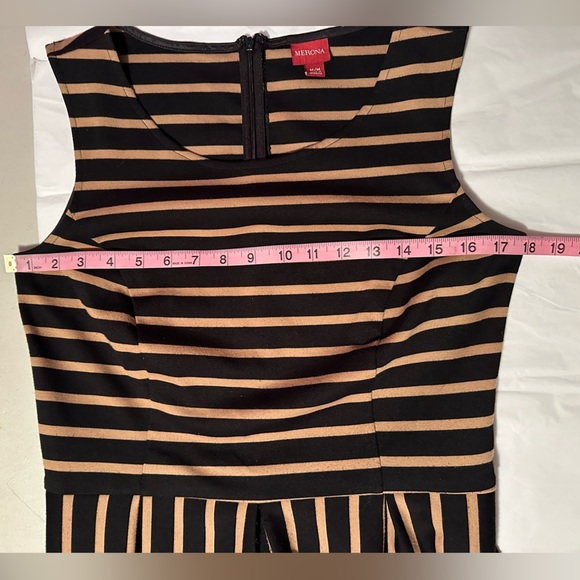Merona Black and tan sleeveless striped dress size medium - Picture 8 of 9